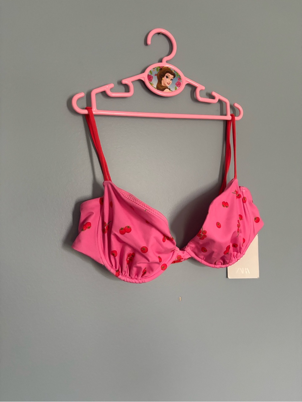 Zara tomato underwire swim bikini top size L